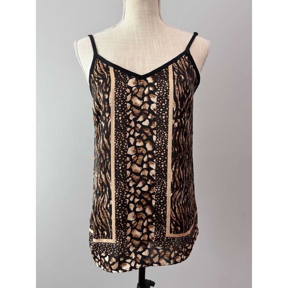 Express Animal Print Cami Top Leopard Giraffe Border Sz Med Mob Wife Bohemian